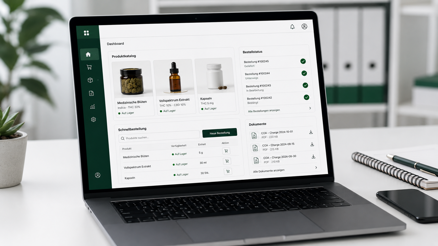 Apothekenportal Dashboard GalenCann